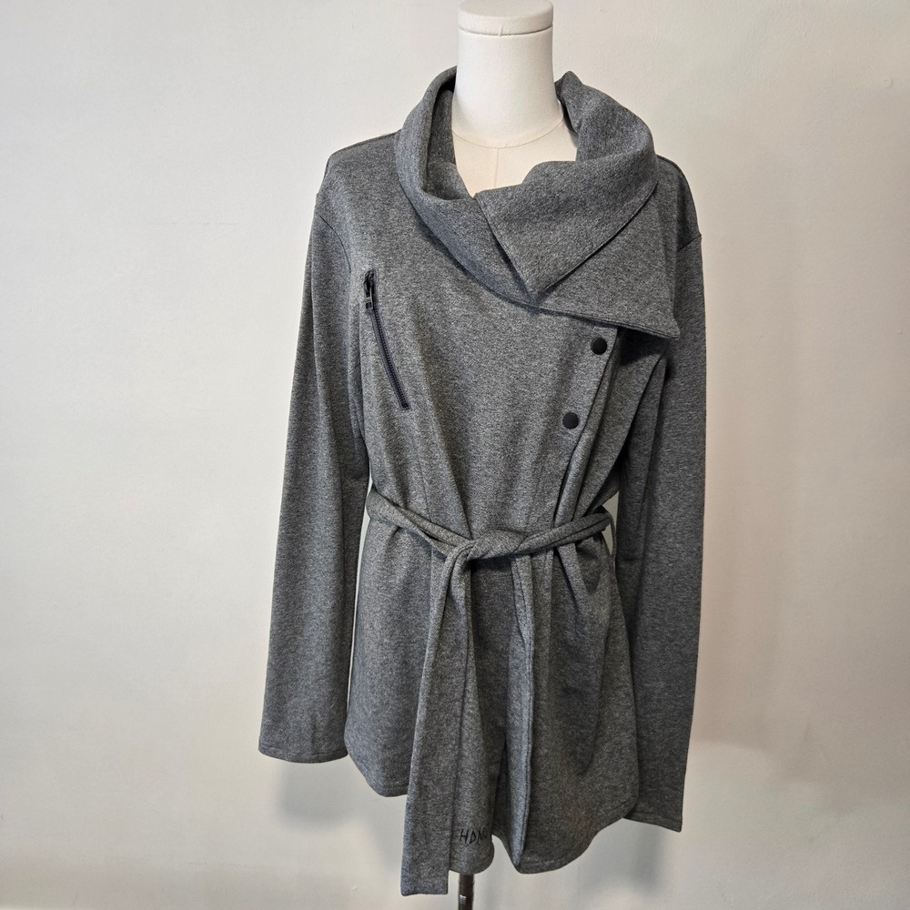 Harley-Davidson Wrap Jacket Womens XL Gray Drape Front Cowl Neck Cotton Blend